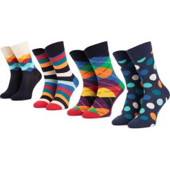 Zestaw 4 par wysokich skarpet unisex HAPPY SOCKS - XMIX09-6000 Kolorowy. Skarpetki damskie Happy Socks, bez wzorów, z elastanu. Za 139,90 zł.