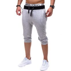 KRÓTKIE SPODENKI MĘSKIE DRESOWE P374 - SZARO-CZARNE. Czarne spodenki dresowe męskie Ombre Clothing. Za 29,00 zł.