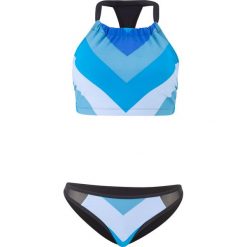 Bikini z biustonoszem bustier (2 części) bonprix niebieski. Niebieskie stroje kąpielowe damskie bonprix, z nadrukiem. Za 49,99 zł.