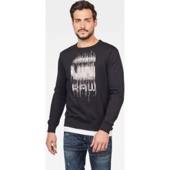 G-Star Raw - Bluza. Czarne bluzy męskie s, z nadrukiem, z elastanu, retro, z okrągłym kołnierzem. Za 369,90 zł.