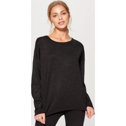 Swetry damskie: Sweter z brokatowej dzianiny – Czarny