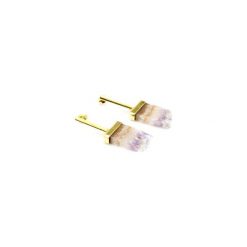 Kolczyki Plastry Ametystu złoto. Fioletowe kolczyki damskie Brazi druse jewelry, z ametystem, złote. Za 220,00 zł.