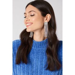 Kolczyki damskie: NA-KD Accessories Kolczyki chwosty ze strassem – Silver