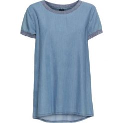 Bluzka tunikowa z kokardkami bonprix jasnoniebieski. Niebieskie bluzki damskie bonprix, bez wzorów, z lyocellu, bez kołnierzyka, bez rękawów. Za 129,99 zł.