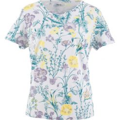 Shirt bawełniany, krótki rękawy bonprix biały z nadrukiem. Koszulki damskie bonprix. Za 34,99 zł.