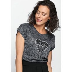 Bluzki asymetryczne: Czarny T-shirt From Eden