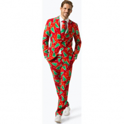 OppoSuits - Garnitur męski z krawatem – Fine Pine, czerwony. Czerwone garnitury OppoSuits. Za 379,95 zł.