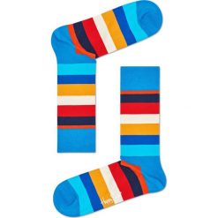Happy Socks - Skarpety Stripe. Niebieskie skarpetki męskie marki Happy Socks, z bawełny. W wyprzedaży za 24,90 zł.