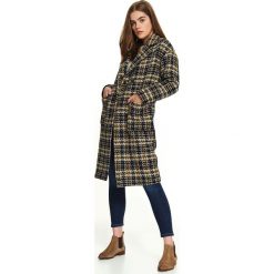Wełniany płaszcz ze strukturalnej tkaniny. Płaszcze damskie Top Secret, na zimę, bez wzorów, z wełny, eleganckie, długie. W wyprzedaży za 149,99 zł.