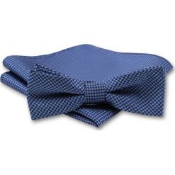 Elegancka Mucha Męska - Alties - Niebieska Pepitka MUALTS0145. Niebieskie muszki męskie Alties, na imprezę, w paski, eleganckie. Za 40,00 zł.