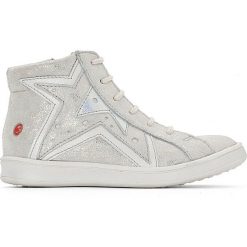Wysokie trampki skórzane Prunella. Szare buty dziewczęce sportowe marki GBB, ze skóry, na sznurówki. Za 293,96 zł.