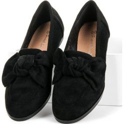 Mokasyny damskie: Zamszowe mokasyny z kokardą SWEET SHOES Czarne