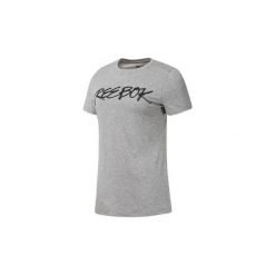 T-shirty z krótkim rękawem Reebok Sport Koszulka GS Script. Szare topy sportowe damskie Reebok Sport, xs, bez wzorów, bez kołnierzyka, z krótkim rękawem, krótkie, bez kaptura. Za 79,95 zł.