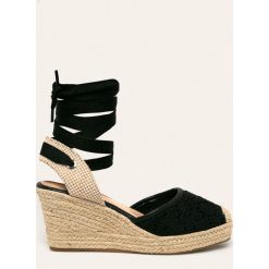 Answear - Espadryle Buanarotti. Czarne koturny damskie ANSWEAR, bez wzorów, z gumy, bez obcasa, na obcasie, bez zapięcia. Za 129,90 zł.
