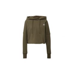 Bluzy adidas Krótka bluza z kapturem Styling Complements. Zielone bluzy damskie Adidas, bez wzorów, z krótkim rękawem, krótkie, z kapturem. Za 249,00 zł.