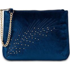 Kopertówka "Pióra" bonprix ciemnoniebiesko-złoty kolor. Niebieskie puzderka bonprix, eleganckie, zdobione. Za 69,99 zł.