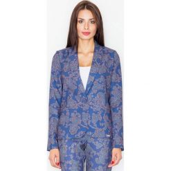Elegancki Wzorzysty Żakiet na Jeden Guzik Wzór 32. Szare marynarki damskie FIGL, s, bez wzorów, z poliesteru. Za 149,90 zł.