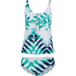 Tankini (2 części) bonprix turkusowo-niebieski z nadrukiem. Niebieskie stroje kąpielowe damskie bonprix, z nadrukiem. Za 99,99 zł.