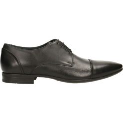Półbuty ELIOT. Czarne buty wizytowe męskie Gino Rossi, bez wzorów, ze skóry, eleganckie, ze szpiczastym noskiem, na sznurówki. Za 249,90 zł.