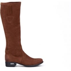 Kozaki - skóra naturalna - model 160 - kolor brązowy przecierka. Pomarańczowe kozaki damskie Zapato, na co dzień, na zimę, z jeansu, eleganckie, przed kolano, na niskim obcasie, na płaskiej podeszwie, bez zapięcia. W wyprzedaży za 349,30 zł.