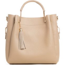 Shopper bag damskie: Skórzana torebka w kolorze szarobrązowym – 32 x 13 x 40 cm