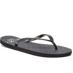 Japonki ROXY - ARJL100683 Bk5. Czarne klapki damskie Roxy, bez wzorów, z tworzywa sztucznego, bez obcasa. W wyprzedaży za 59,00 zł.
