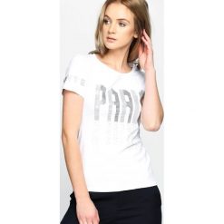Biały T-shirt Train Of Thought. Białe t-shirty damskie marki Born2be, m, z nadrukiem, z okrągłym kołnierzem. Za 44,99 zł.
