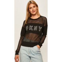 Dkny - Bluza. Czarne bluzy damskie DKNY, s, z nadrukiem, z elastanu, bez rękawów, bez kaptura. Za 349,90 zł.