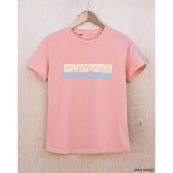 T-shirt BEACHIN' CORAL. Pomarańczowe t-shirty damskie Pakamera, z nadrukiem, z bawełny, bez kołnierzyka. Za 129,00 zł.