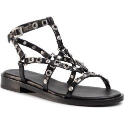 Sandały BRONX - 84820-A Black/Silver 187. Czarne klapki damskie Bronx, bez wzorów, ze skóry, bez obcasa, na obcasie. Za 569,00 zł.