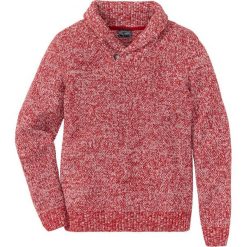 Sweter z szalowym kołnierzem Regular Fit bonprix czerwony melanż. Czerwone swetry klasyczne męskie marki bonprix, l, melanż. Za 59,99 zł.