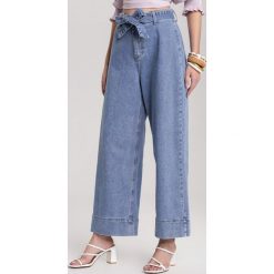 Niebieskie Jeansy Culottes Nerive. Niebieskie jeansy damskie Renee, bez wzorów, z jeansu. Za 179,99 zł.