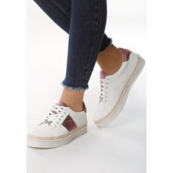 Biało-Różowe Trampki Summer Crane. Różowe espadryle damskie Born2be, z aplikacjami, na sznurówki. Za 59,99 zł.