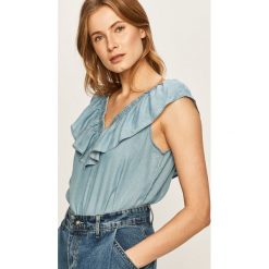 Lee - Bluzka. Niebieskie bluzki damskie Lee, s, bez wzorów, z lyocellu, bez kołnierzyka, bez rękawów. W wyprzedaży za 189,90 zł.