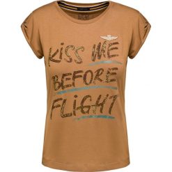 T-shirt AERONAUTICA MILITARE. Białe bluzki damskie Aeronautica Militare, z nadrukiem, z bawełny, z okrągłym kołnierzem, bez rękawów. Za 510,00 zł.