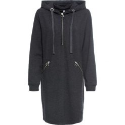 Sukienka dresowa bonprix antracytowy melanż. Szare sukienki damskie bonprix, bez wzorów, z dresówki, bez kołnierzyka, bez rękawów. Za 109,99 zł.