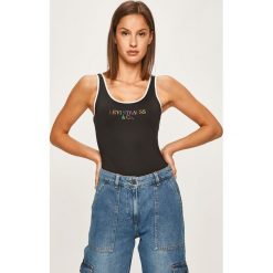Levi's - Top. Czarne bluzki damskie Levi's®, s, z nadrukiem, z elastanu, bez kołnierzyka. W wyprzedaży za 79,90 zł.