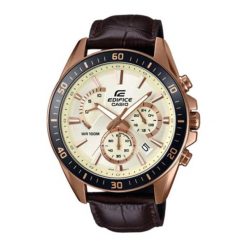 Zegarek "EFR-552GL-7AVUEF" w kolorze brązowo-różowozłotym. Brązowe, analogowe zegarki męskie Lacoste, ze stali. W wyprzedaży za 307,95 zł.