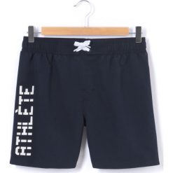 Spodenki kąpielowe 10 - 16 lat. Czarne kąpielówki chłopięce marki La Redoute Collections, z nadrukiem, z materiału, młodzieżowe. Za 57,92 zł.