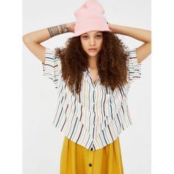 Koszule body: Koszula cropped w paski z krótkim rękawem