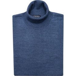 Niebieski golf męski SW48. Niebieskie swetry męskie Lanieri Fashion - swetry męskie, m, bez wzorów, z wełny, casualowe, z golfem, bez kaptura. Za 134,10 zł.