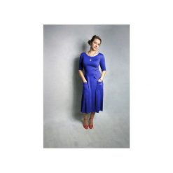 SUKIENKA ABO | Z KIESZENIAMI MIDI KOBALTOWA NIEBIESKA. Niebieskie sukienki na komunię marki Meleksima, l, z materiału, midi, oversize. Za 125,30 zł.