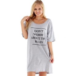 Koszula nocna Rules. Szare piżamy damskie Selena Secrets, bez wzorów, z bawełny, bez rękawów, bez kaptura. Za 46,99 zł.