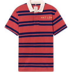 Koszulka polo w kolorze czerwono-granatowym. Czerwone koszulki męskie Hackett London, m, w paski, z bawełny, polo, bez rękawów. W wyprzedaży za 149,95 zł.