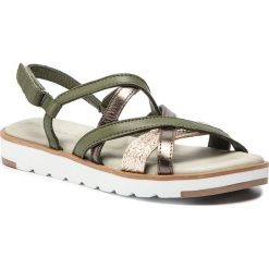 Sandały TAMARIS - 1-28606-22 Olive Comb 761. Zielone klapki damskie Tamaris, bez wzorów, ze skóry, bez obcasa. W wyprzedaży za 189,00 zł.