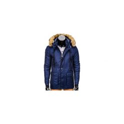 KURTKA MĘSKA ZIMOWA PARKA C303 - GRANATOWA. Niebieskie parki męskie marki Ombre Clothing, na zimę, m, z poliesteru. Za 99,00 zł.
