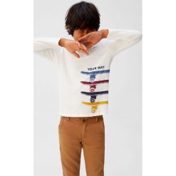 Mango Kids - Longsleeve dziecięcy Rules 110-164 cm. Białe t-shirty chłopięce Mango Kids, z nadrukiem, z bawełny, bez rękawów. Za 35,90 zł.