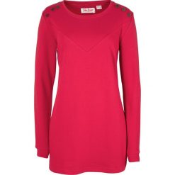 Długa bluza z ćwiekami bonprix czerwony. Czerwone bluzy damskie bonprix, bez wzorów, z długim rękawem, długie, bez kaptura. Za 37,99 zł.