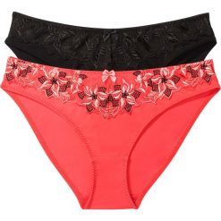Majtki damskie: Figi (2 pary) bonprix czarny + koralowy