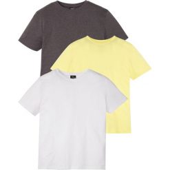T-shirt (3 szt.) bonprix jasna limonka + biały + antracytowy melanż. Żółte t-shirty męskie bonprix, s, bez wzorów, z dżerseju, z okrągłym kołnierzem. Za 68,97 zł.